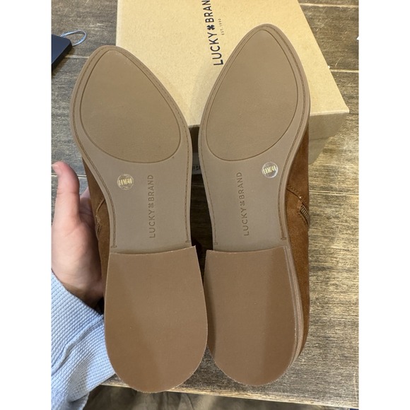 Lucky Brand Womens Jakeela Ankle Suede Brown Boots Shoes Size 10 Pointed Toe - Picture 7 of 9